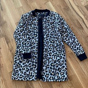 NWOT Sanctuary Leopard Knit Longline Zippered Coat